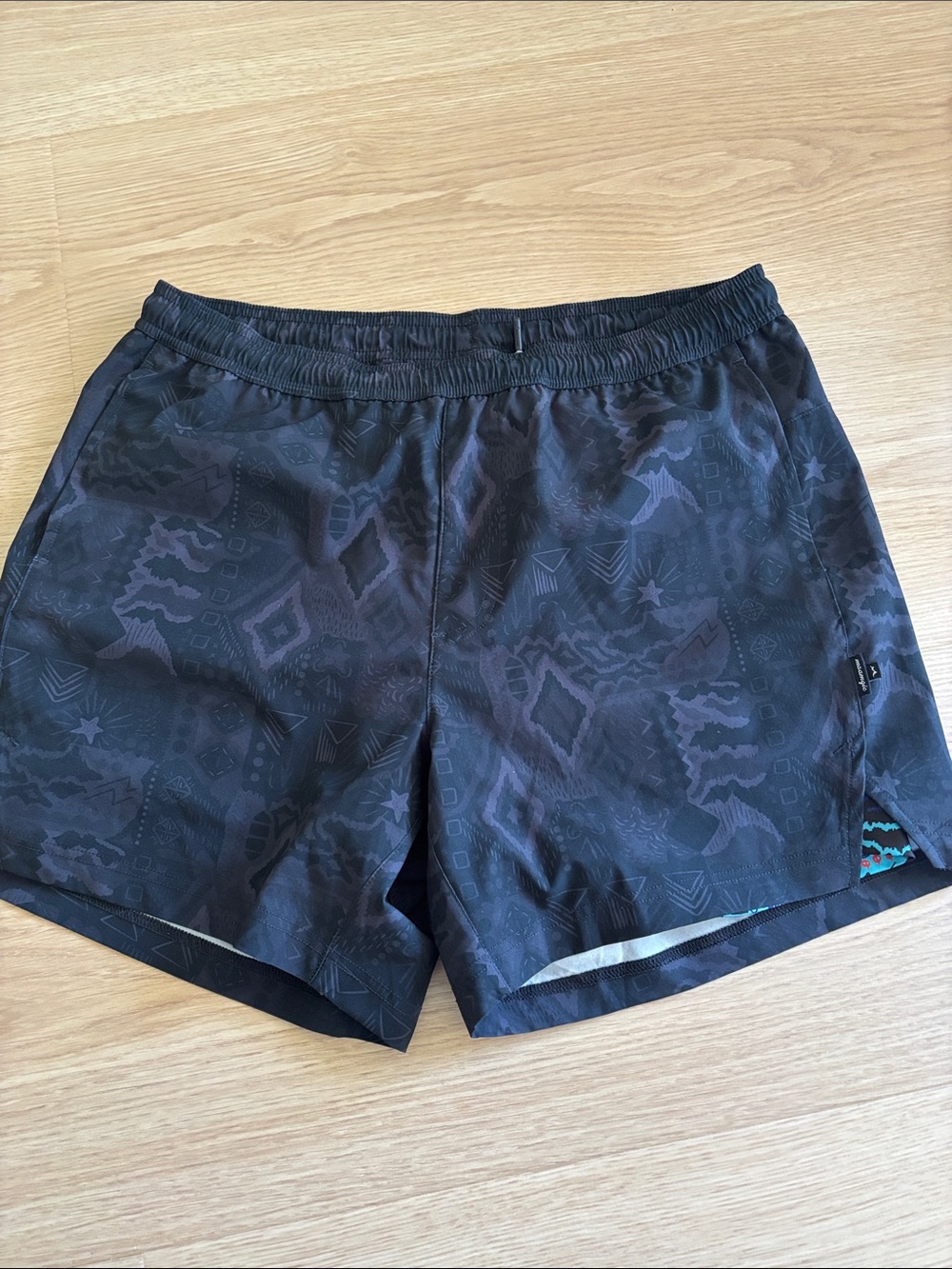 Men's Black Athletic Shorts with Subtle Geometric Print